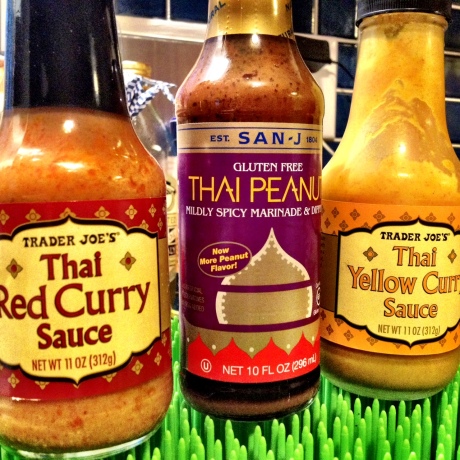 curry and peanut sauces